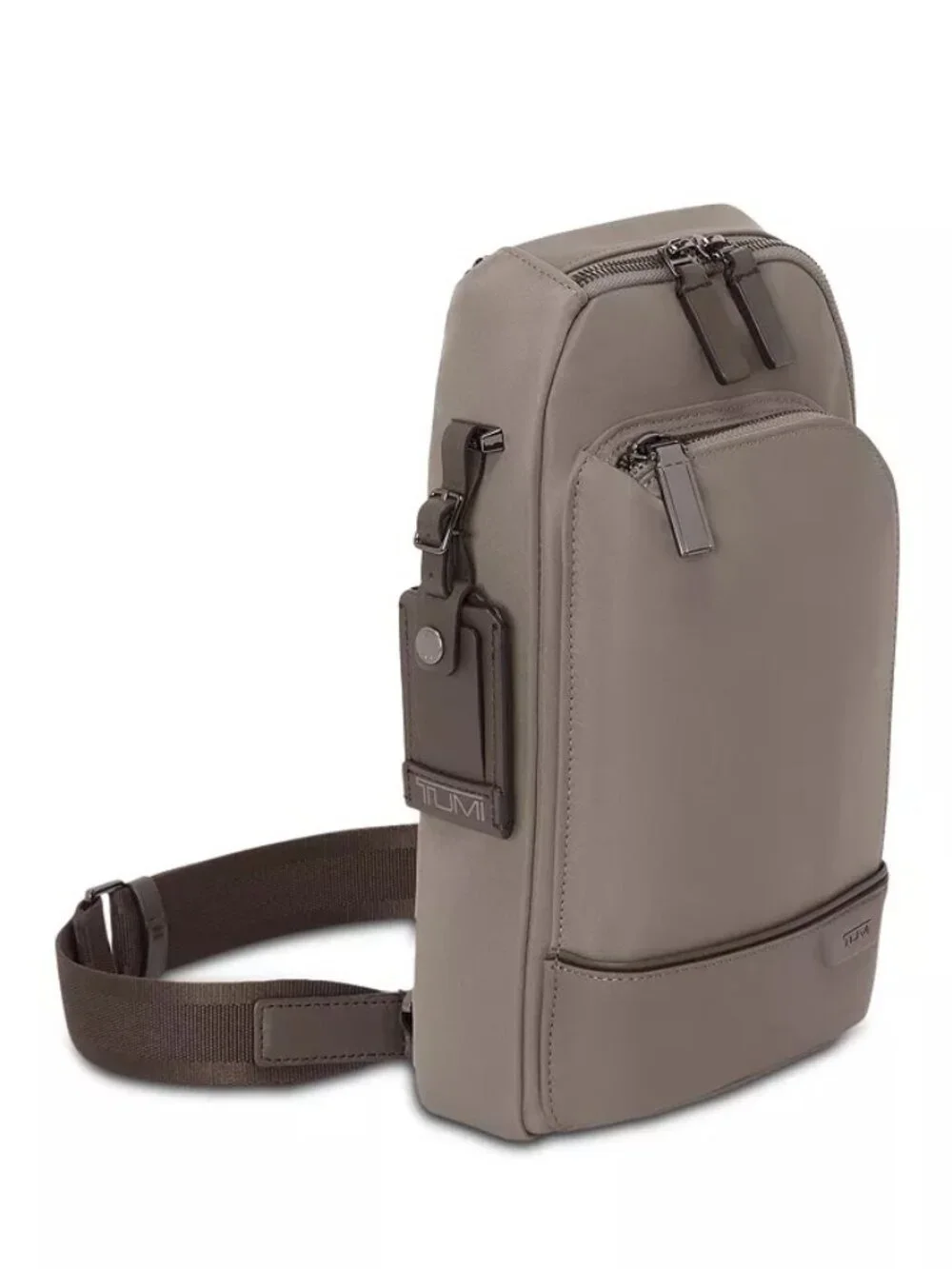 Tumi Harrison Gregory Sling Backpack Leather Crossbody in Taupe Unisex NEW